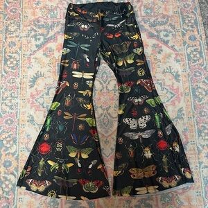 Colorful Insect Print Bell Bottom Yoga Pants